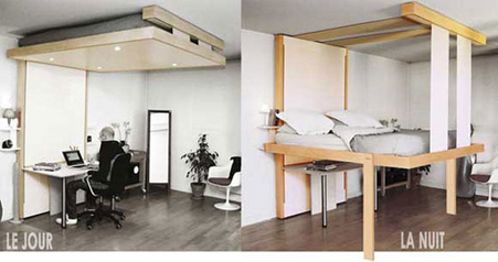 lit, mezzanine, lit au plafond, optimisation de la chambre, rangement lit, mezzanine, lit au plafond, optimisation de la chambre, rangement