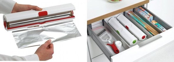 Dérouleur de cuisine pour tiroir - Rangement films aluminium - ON RANGE TOUT