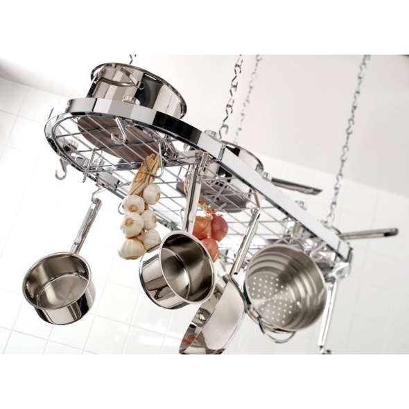 Plafonnier de rangement cuisine oval chromé Plafonnier de rangement cuisine oval chromé