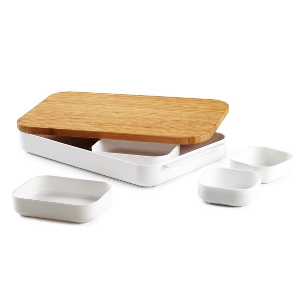 Planche à découper avec 5 coupelles Planche à découper avec 5 coupelles